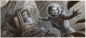 Look what I found!  -- $125.00 --Original art for "Heroes of the Solar System" for "Rocket Age" from Cubicle 7.6 5/8 x 14 7/8Acrylics
